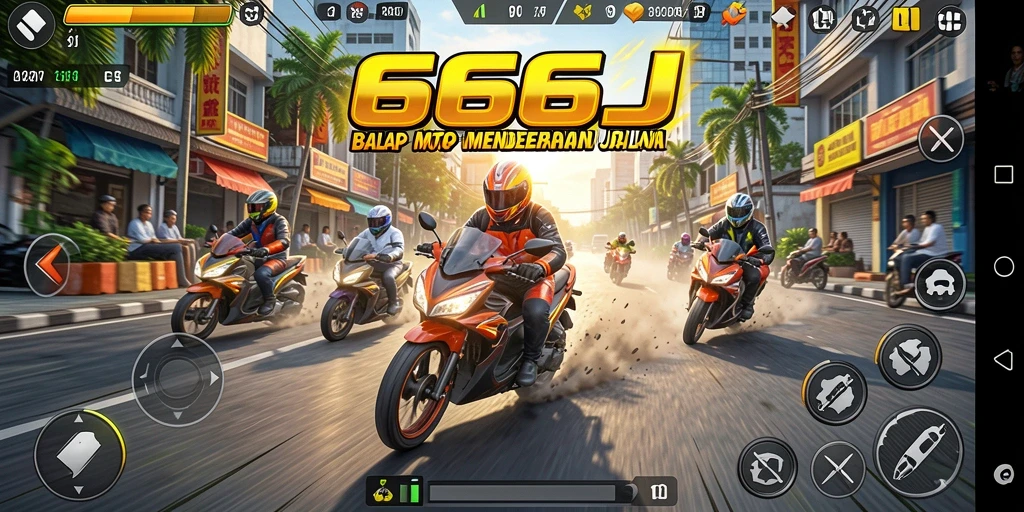 Tampilan gameplay <strong>666J</strong> yang seru dan mendebarkan saat balapan.