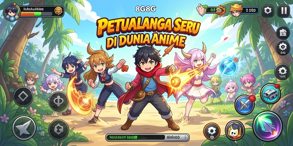 Tampilan gameplay seru dari 8G8G dengan karakter anime.