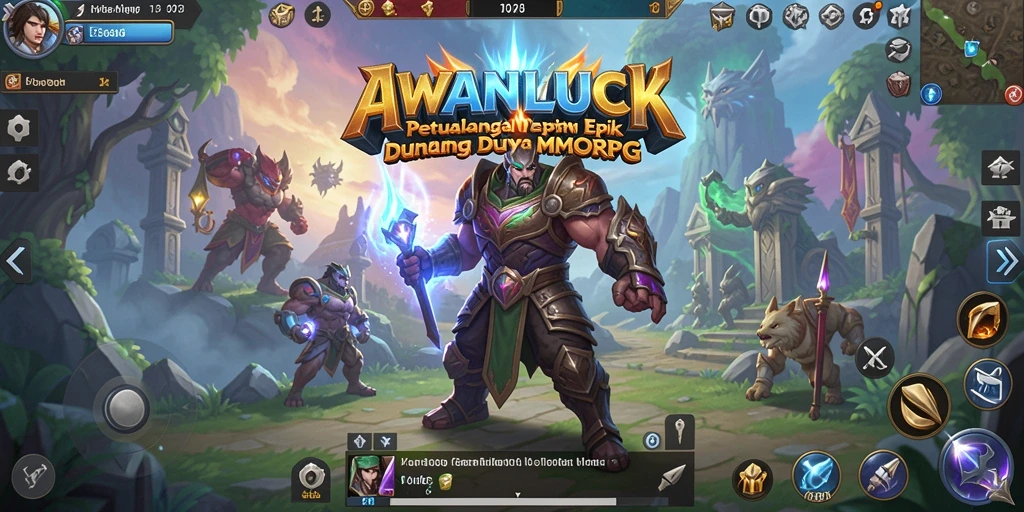 Tampilan gameplay epik dalam dunia AWANLUCK yang penuh petualangan.
