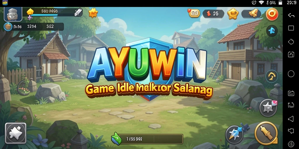 Tangkapan layar gameplay AYUWIN yang menampilkan berbagai kegiatan Idle.