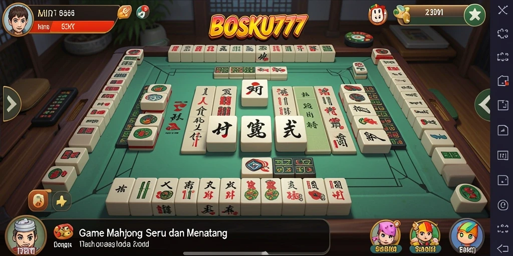 Gameplay Mahjong seru dalam aplikasi BOSKU777.