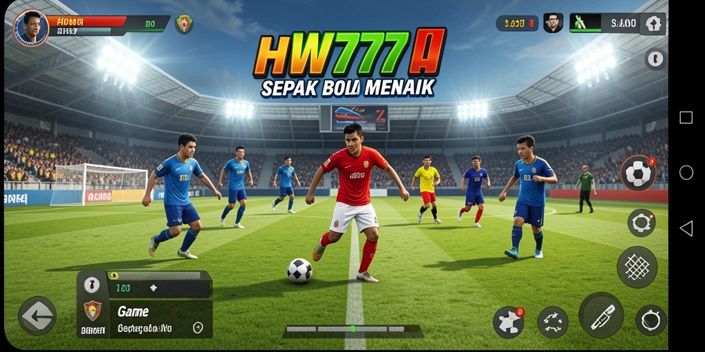 Screenshot gameplay menyerupai pertandingan sepak bola nyata yang mendebarkan.