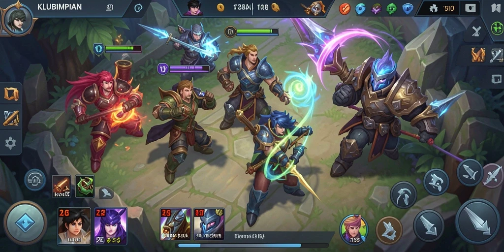 Screenshot gameplay menunjukkan aksi seru dalam pertempuran tim di KLUBIMPIAN.