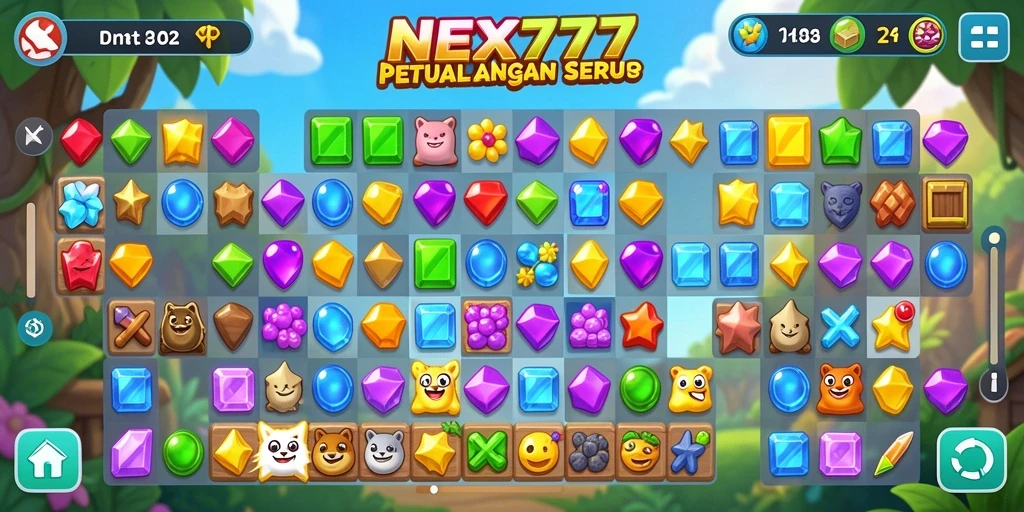 Tampilan gameplay menarik dari game Match-3 NEX777.