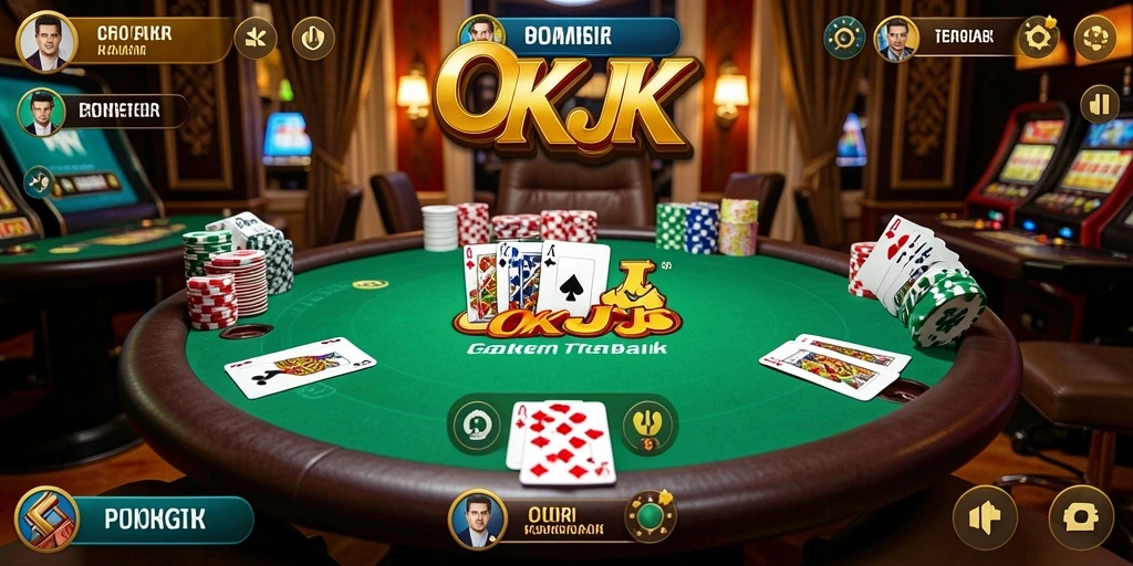 Tampilan gameplay Poker yang mendebarkan di OKJK.