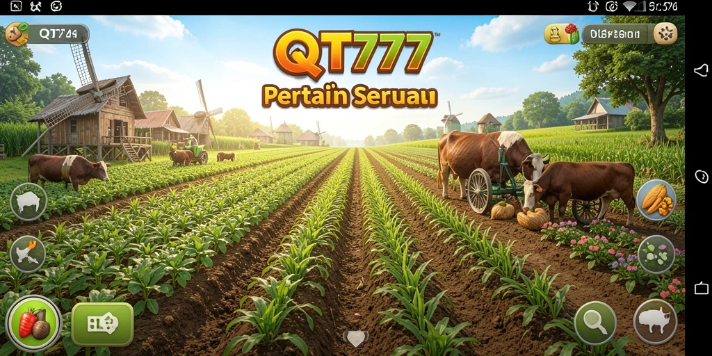 Tampilan gameplay QT777 dengan aktivitas bertani yang seru.