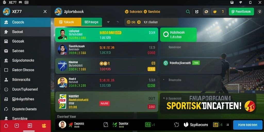 Tampilan gameplay XE77 saat memasang taruhan olahraga.